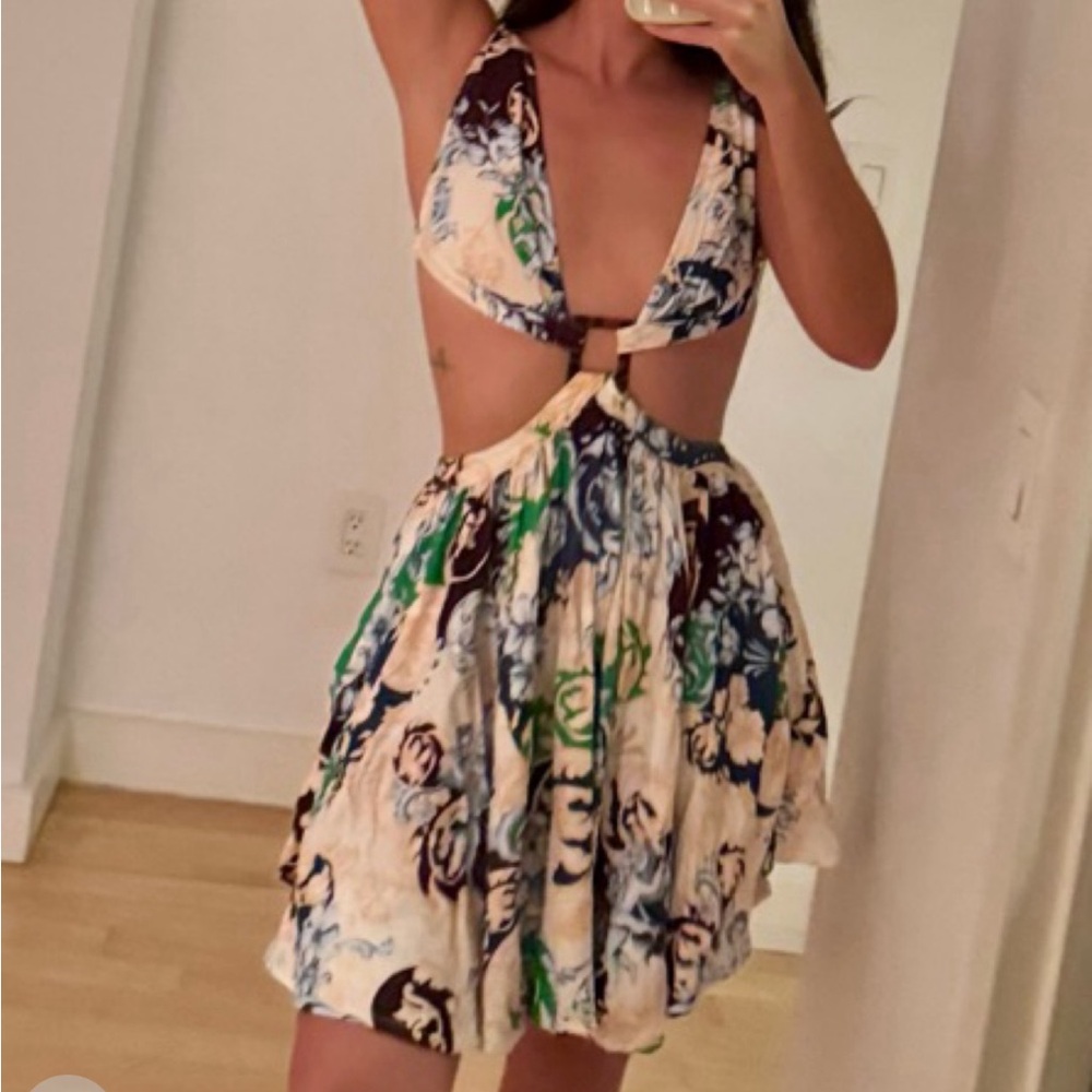 Agua Bendita Floral Cut Out Mini Dress